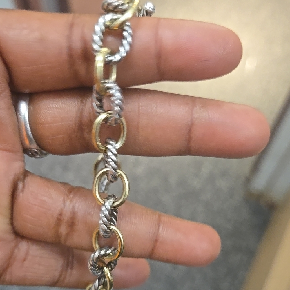 Elegant Two-Tone Chain Bracelet.. David Yearman Bracelet 18kG + Sterling Silve